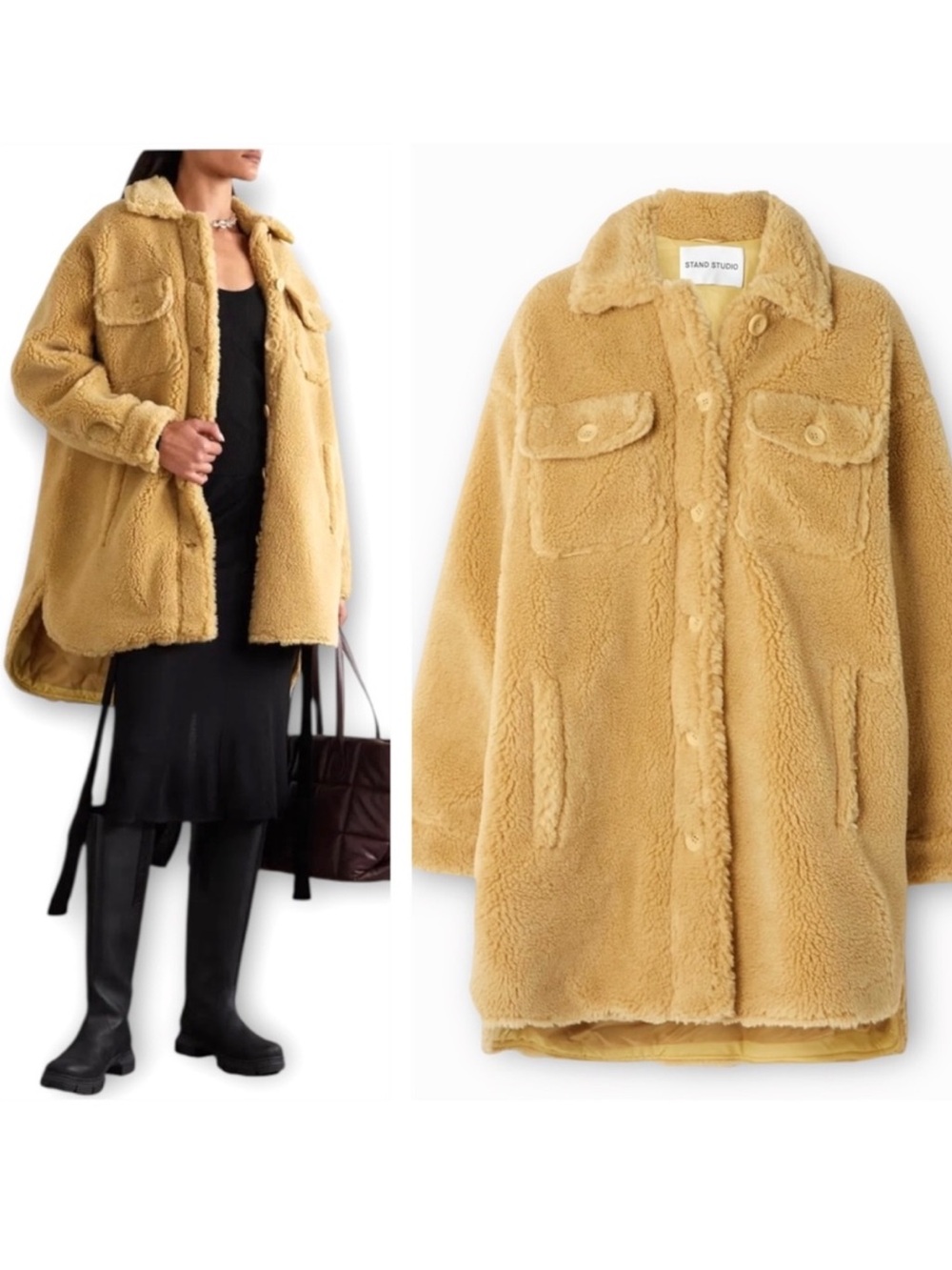 Stand Studio Sabi Faux Fur Teddy Wool Blend Oversized Jacket